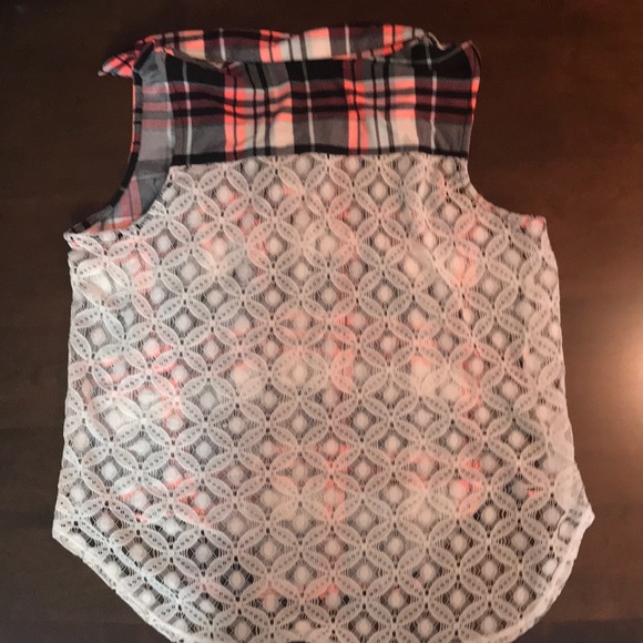 Plaid Shirt with Lace - Picture 2 of 2